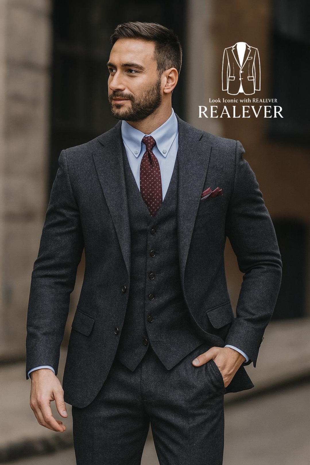 SUIT SELECT Y4 3P チャコールグレー ウール70% Handmade Charcoal Wool 3-piece Suit: Custom Tailored Formalwear - Etsy