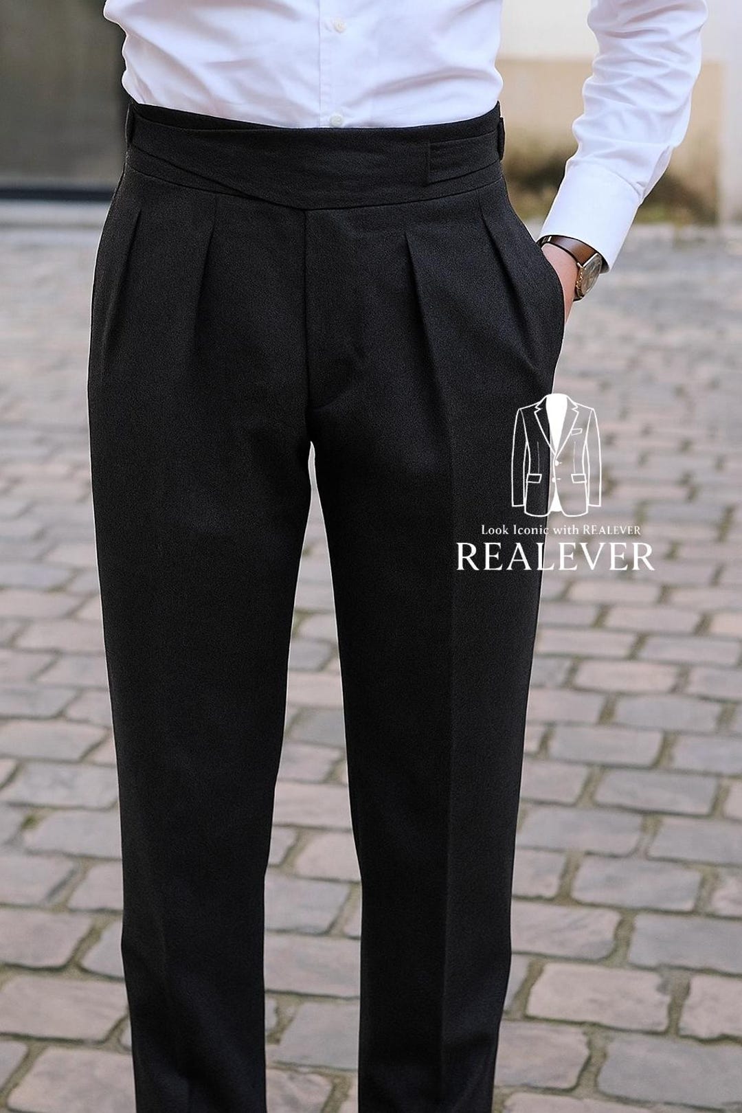 Classic Black High-waist Gurkha Trousers – Tailored Elegance by