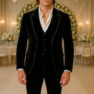 Zwart smokingpak bruidegom: aanpasbaar broekpatroon, elegante trouwstijl
