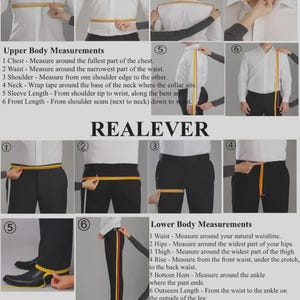 May include: Measurement guide showing how to measure for clothing. Includes diagrams for upper and lower body measurements, with all measurements in inches. Text includes instructions for chest, waist, and sleeve length.