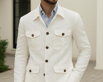Luxus Leinen Jagdjacke für Herren - Maßgeschneiderte Eleganz von REALEVER