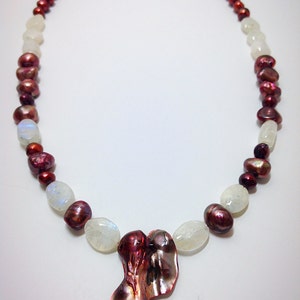 Moonstone Necklace Vintage Style Pearl Necklace Moonstone and Pearl Necklace Gift Mother&#39;s Day Gift Mom Gift &quot;Vintique Pearl n Moonstone&quot;