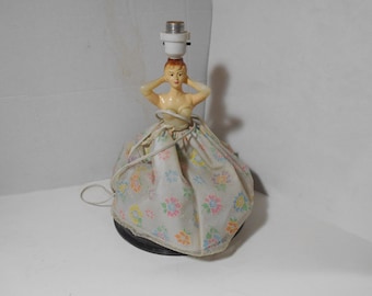 Vintage 1960s Boudoir Lady Bride Doll Lamp Unmarked Possible Gilbert Creation No Shade