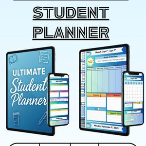 Ultieme studentenplanner 2025-2026 | Academische afdrukbare en digitale download | Wekelijks, maandelijks, studieorganisator