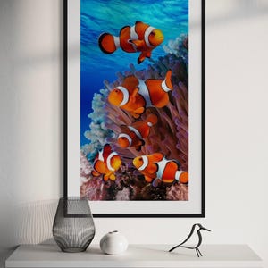 Colorful Clownfish Wall Art | Ocean Coral Reef Digital Download | Bestseller Underwater Decor