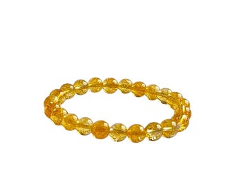 Natuurlijke citrien armband: 8 mm kristalkralen, aanpasbaar
