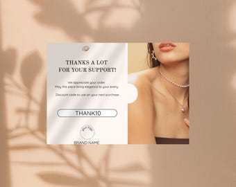 Plantilla editable de tarjeta de agradecimiento por joyería: Diseño minimalista (PDF + PNG de 13 x 18 cm)