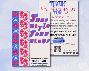 Plantilla de tarjeta de agradecimiento moderna y elegante: Diseño de boutique de moda (Descarga digital)