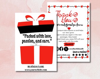 Tarjeta de agradecimiento digital personalizada. Marca de ropa sencilla. Tarjeta de presentación con código QR y logotipo.