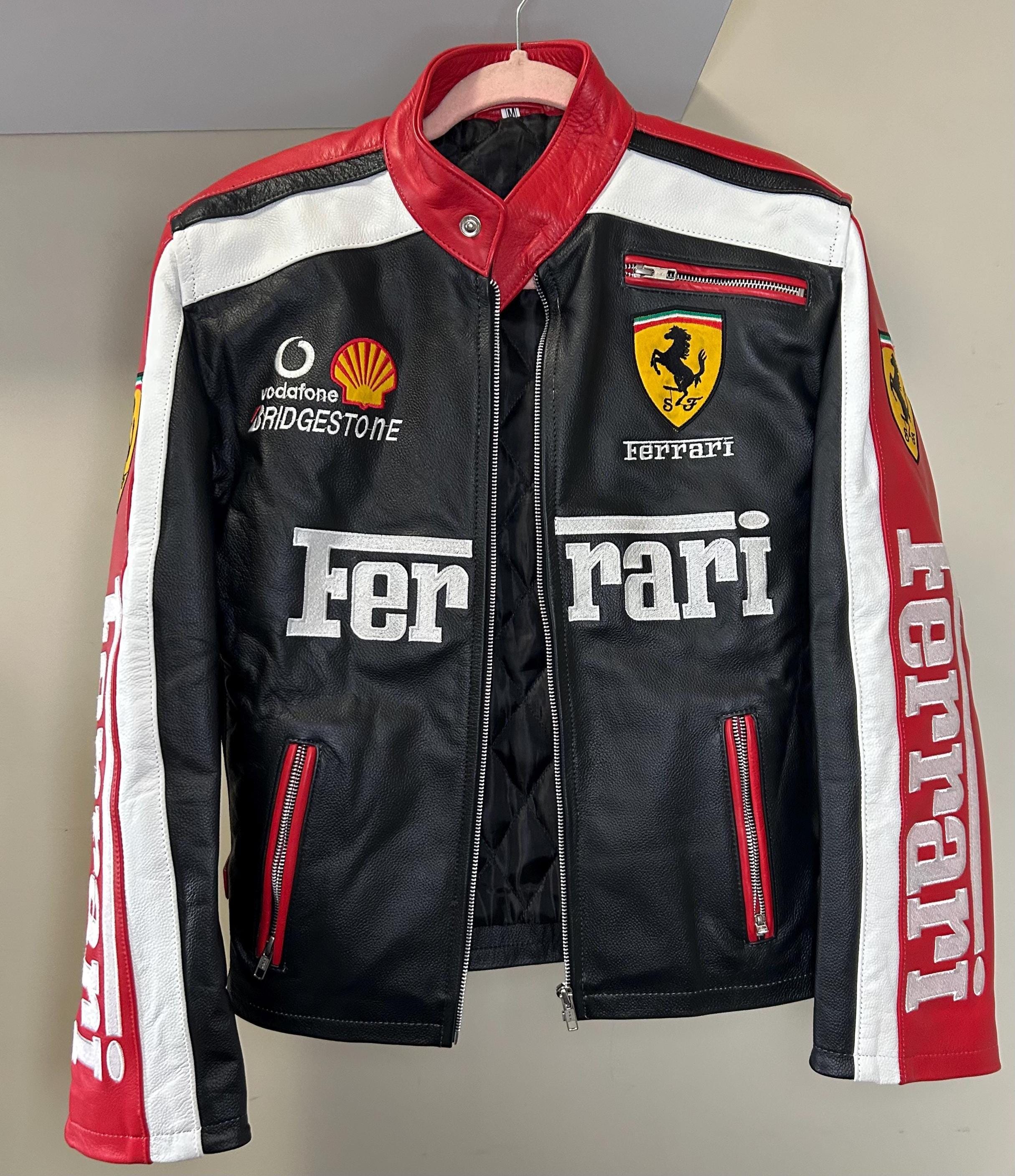 【神レア】 Ferrari 本革 レーシングジャケット　刺繍　フェラーリ 神レア】 Ferrari 本革 レーシングジャケット 刺繍 フェラーリ