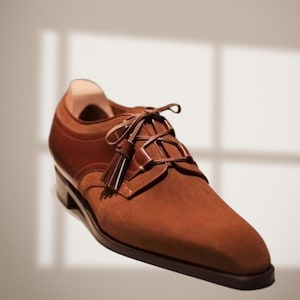 Men Genuine Handmade Leather Shoes Brown Lace Up Oxford Shoe Formal Dress Shoes