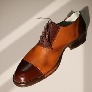 New Handcrafted Men&#39;s Brown and Ten Leather shoe, For Weeding & Party , formal shoes