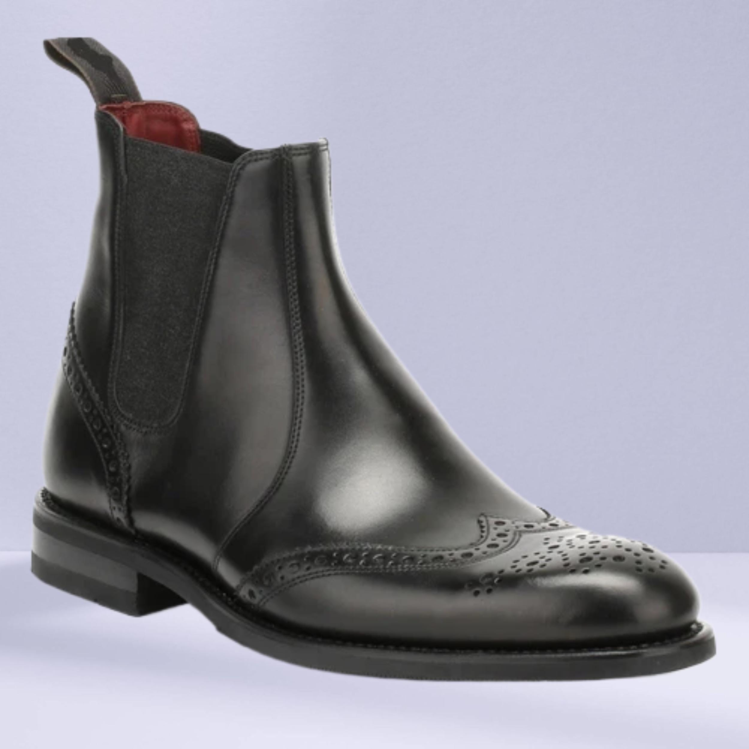 Bottines Chelsea En Cuir Fait Main - Style Brogue Marron
