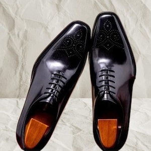 Handmade Men&#39;s Black shoes, Men leather Oxford shoes, men dress shoes