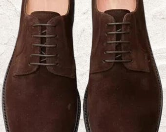 Handmade Brown Suede Oxford Shoes: Men's Formal Lace-Up Dress Shoes
