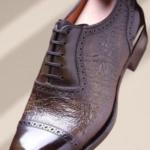 Handmade Men&#39;s Print Leather Shoes Oxford, Quality Comfortable Shoes
