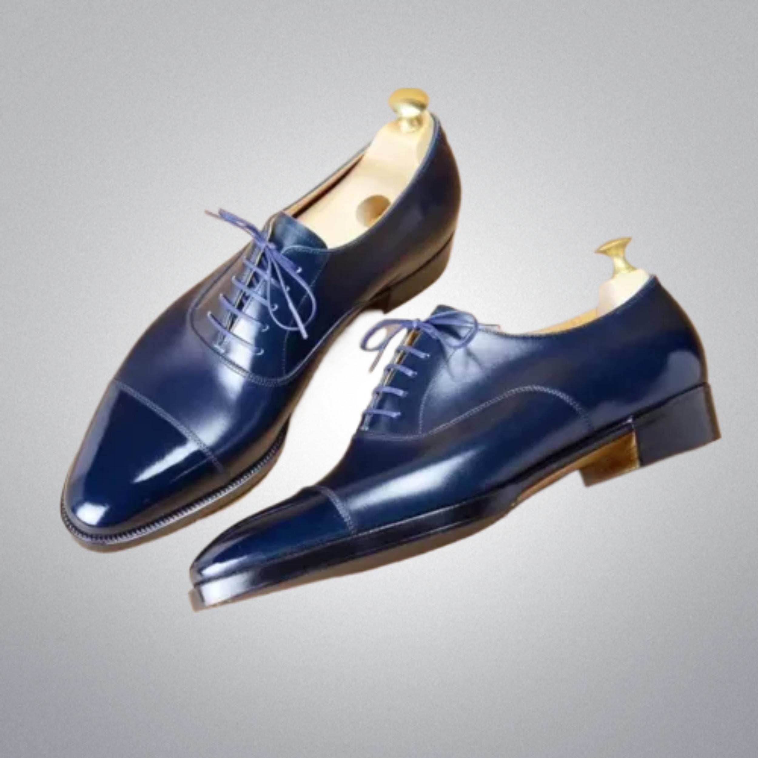 blue shoelaces dress shoes Blue & Light Blue Striped Dress Shoelaces w/ Silver Aglets