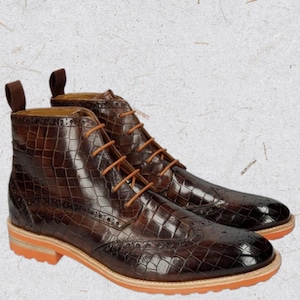 Handmade Men&#39;s leather Shoes, Brown Wingtip Party Wear Shoes
