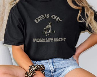 Ghouls Just Wanna Lift Heavy Comfort Colors® Shirt, Womens Skeleton Halloween Shirt, Halloween Gift, Cute Fitness Shirt, Gym Gifts for Women