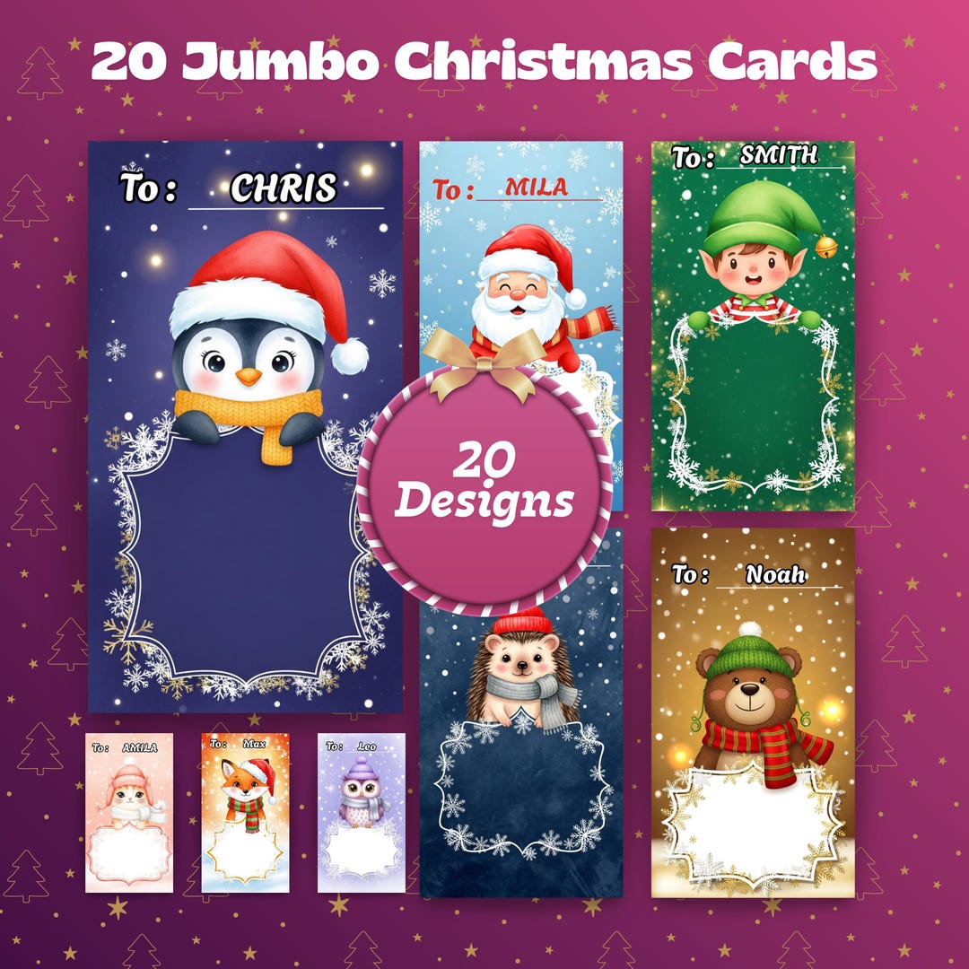 Editable Santa Christmas Gift Tags - Printable Name Tags (canva PDF) - Etsy