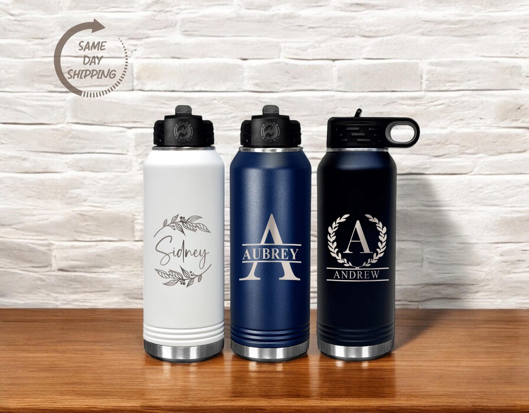 Personalized Laser Engraved Water Bottle, Custom Name or Monogram ...
