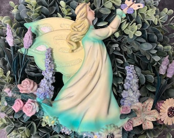 Vintage Fairy Pixie Pastel Floral Wall Décor | Metal Wings | Fairycore Whimsi