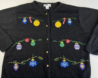 Vintage Croft & Barrow Women's Christmas Sweater Cardigan | Size L | Grandma