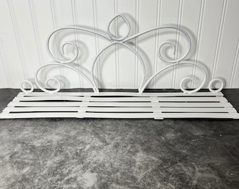 Vintage White Metal Wall Shelf with Scrollwork | Shabby Chic Cottage