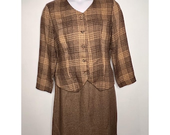 Vintage Womens Brown Skirt Suit | *SEE NOTE* Size 10/12 | Office Career