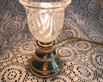 Vintage Crysal Small Brass Lamp | High/Low Settings | Lux Grandma Cottage