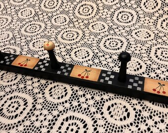 Vintage Wooden Wall Hooks Pegs | 5 pegs | Cherry Checks Mugs