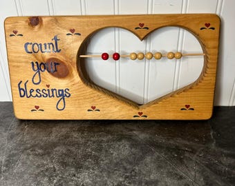 Vintage Handcrafted Wooden Decorative Plaque | Count Your Blessings | Cottage