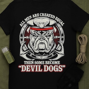 Marine Devil Dogs T-Shirt | USMC Military Bulldog Graphic Tee | Veteran Gift | Patriotic Marine Corps Shirt | Military Gift Idea