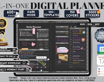 All-In-One Digital Planner 2025-2027 GoodNotes Notability Template