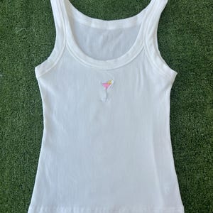 Cosmopolitan Embroidered Shirt | Ribbed White Tank