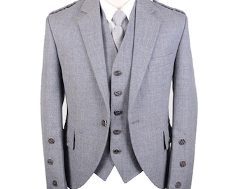 Grey Argyll Jacket And Vest With Tweed