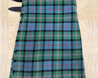 Handmade MacThomas Tartan Kilt: 16 OZ Acrylic Wool, Leather Straps