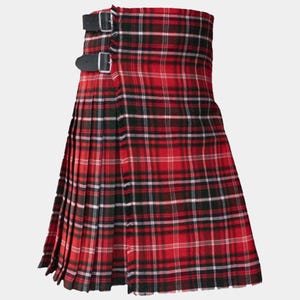 Handmade MacDougall Tartan Kilt: Acrylic Wool, Leather Straps, Adjustable Waist
