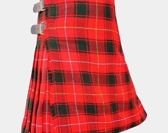 Handmade Clan Macfie Tartan Kilt: 16 OZ Acrylic Wool, Leather Straps
