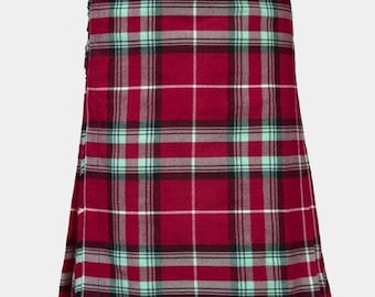 Handmade Stuart of Bute Modern Tartan Kilt: Acrylic Wool, Leather Straps