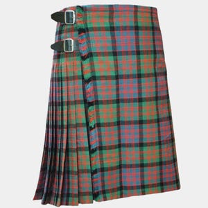 Handmade MacDonald Ancient Tartan Kilt: Acrylic Wool, Leather Straps