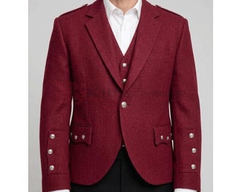 Giacca in tweed a spina di pesce color bordeaux