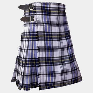 Handmade Clan Hannay Tartan Kilt: Acrylic Wool, Leather Straps