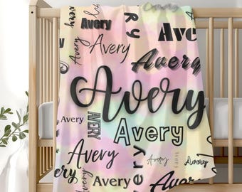 Personalized Name Velveteen Microfiber Blanket, Cozy Custom Blanket, Gift for Nursery, Kids Room, Personalized Home Decor, Two-Sided Print