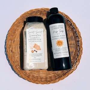 Summer Carpet Freshener & Mop Soap Bundle – Fruity Tropical Scents – Fresh, Clean Home – Non-Toxic, Pet Safe Cleaning Set