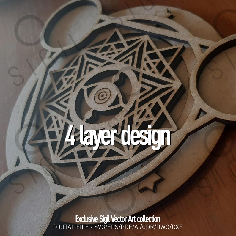 Mystic Candle Holder SVG: 4-layer Eye Symbol Altar Plate (digital ...