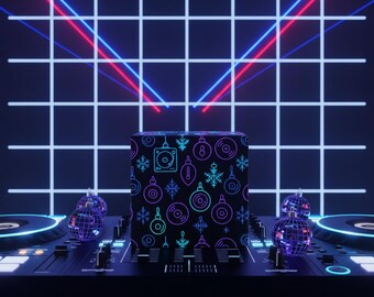 House & Techno Christmas Wrapping Paper - Minimal DJ Ornament Gift Wrap | Neon Club Xmas Decor | Tech House Holiday Wrap