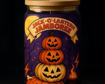 Jack-O-Lantern Jamboree 16oz Halloween Sipper Cup | Stacked Pumpkins Tumbler With Straw | Retro Fall Travel Cup