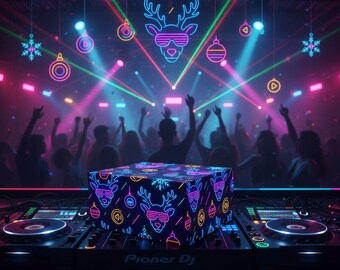 Neon EDM Reindeer Christmas Wrapping Paper - Rave Holiday Gift Wrap | Festival Glow Gift Wrap | DJ Reindeer Xmas Decor
