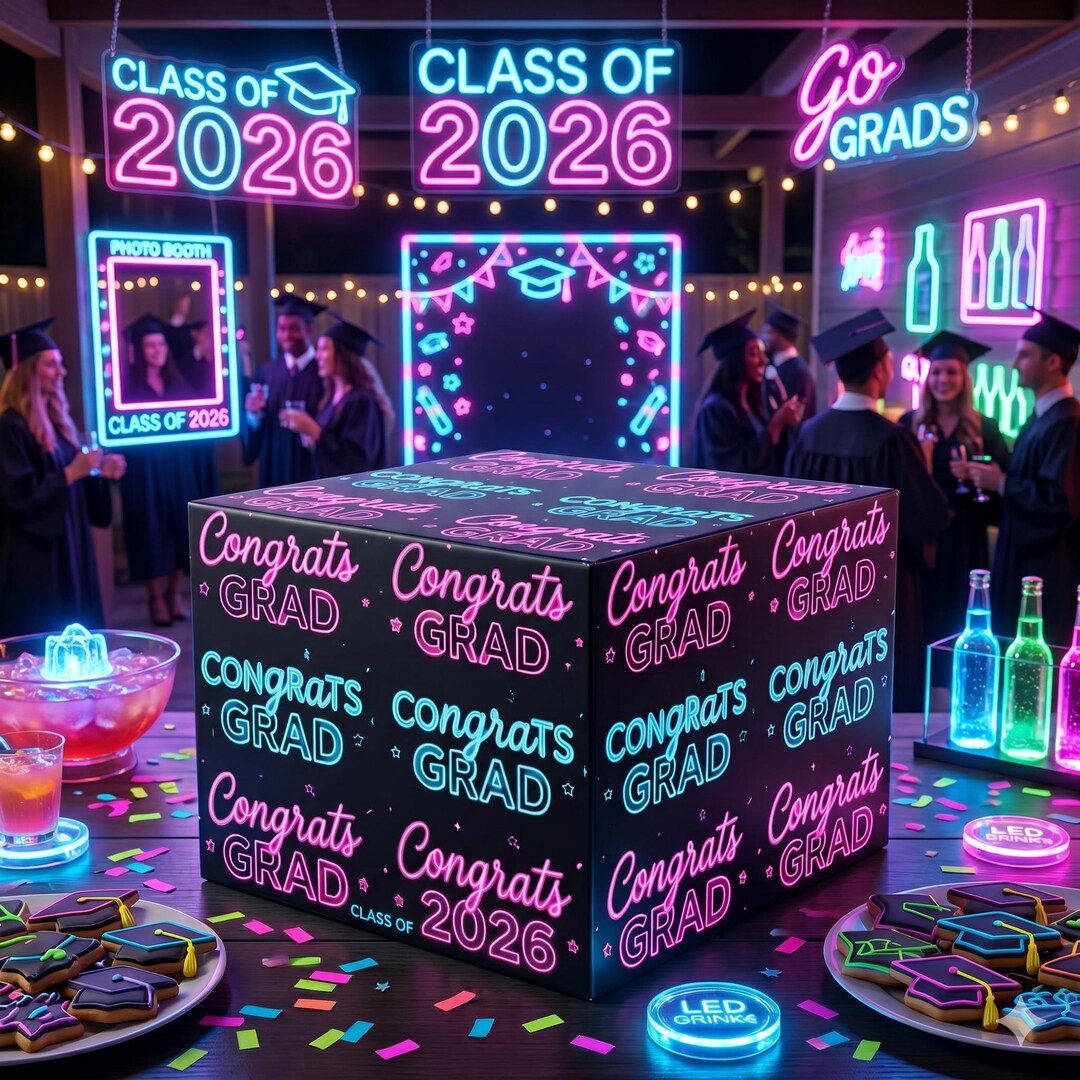 Congrats Grad Wrapping Paper | Neon Graduation Gift Wrap | Class of ...